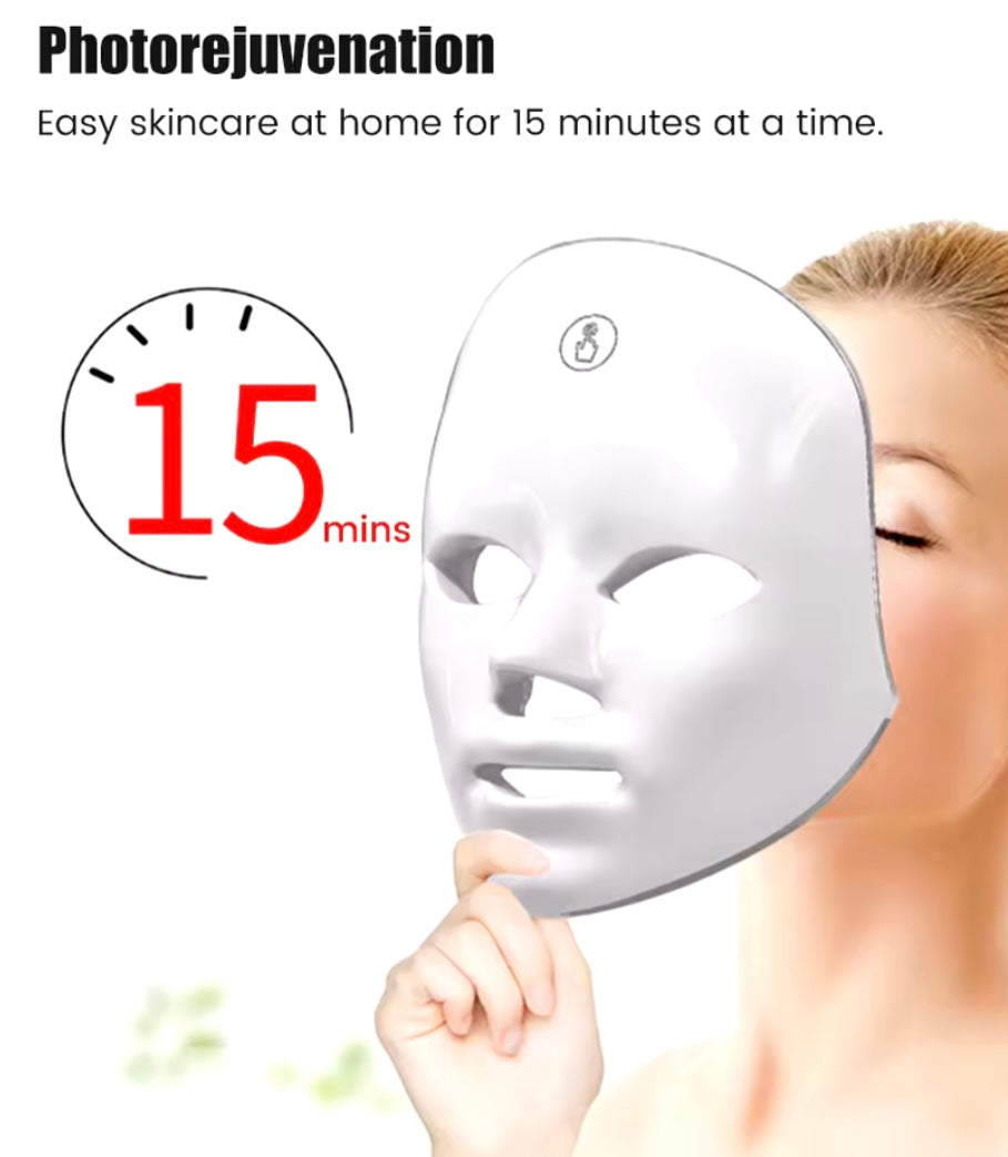 7-color LED color light mask with neck mask color light beauty instrument photon skin rejuvenation instrument spectrometer cross-border