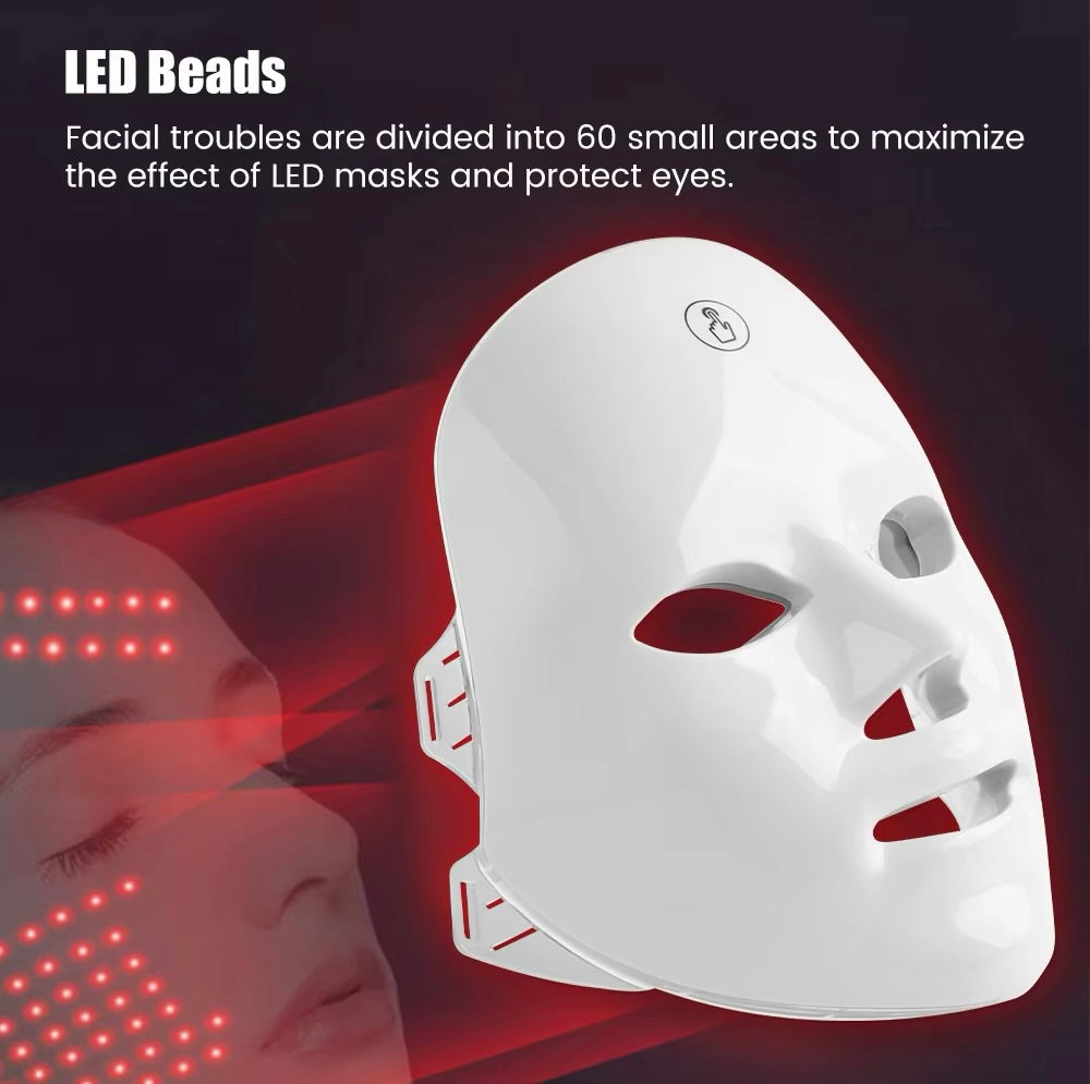 7-color LED color light mask with neck mask color light beauty instrument photon skin rejuvenation instrument spectrometer cross-border