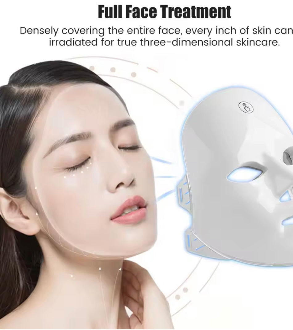 7-color LED color light mask with neck mask color light beauty instrument photon skin rejuvenation instrument spectrometer cross-border