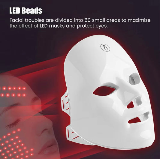 7-color LED color light mask with neck mask color light beauty instrument photon skin rejuvenation instrument spectrometer cross-border